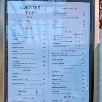 Lobster Lab - Sky Deck - Menu board - Seafood Near Me - San Diego, California