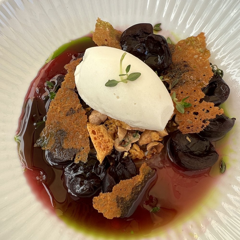 Cap Horn - The pickled cherry desert with honeycomb. - Scandinavian Near Me - København K, 84 Cap Horn - The pickled cherry desert with honeycomb. - Scandinavian Near Me - København K, 84