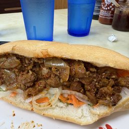 Lemon grass chicken bánh mi sandwich