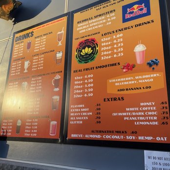 Rise & Shine Coffee - a menu on a wall - Coffee & Tea Near Me - Port Orchard, Washington Rise & Shine Coffee - a menu on a wall - Coffee & Tea Near Me - Port Orchard, Washington