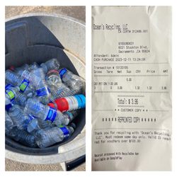 Oceans recycling - 85 plastics bottles.. 3lbs @ $1.32 per lbs and only got $3.96