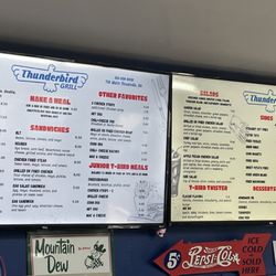 Thunderbird Grill - Menu as of 9-24-2024