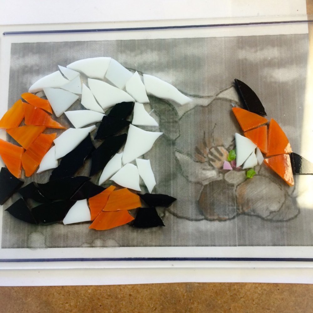 Ocean Stained Glass - As you can see, I used the shading on the pattern to help guide me toward making a mosaic of a cat. - Art Schools Near Me - Seal Beach, California Ocean Stained Glass - As you can see, I used the shading on the pattern to help guide me toward making a mosaic of a cat. - Art Schools Near Me - Seal Beach, California