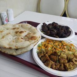 Madhuban Sweets & Restaurant - Fried beef with chicken kabobs and naan