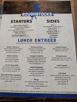 Menu photo 2 RoughStocks Grill Dunnellon, FL
