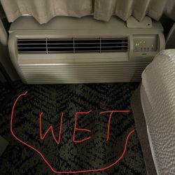Candlewood Suites Harrisburg - The huge wet spot in the carpet where the AC was leaking