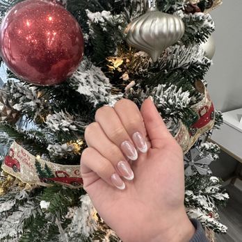 Glossy Nails & Spa - gel-x with designs (pink base with french tips and bows with chrome topper) - Nail Salons Near Me - Orange, California