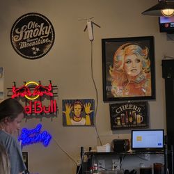 Pok-E-Joe's BBQ - Some decorations on the wall next to the bar.