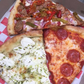 Luigi's Pizzeria - White pizza, sausage with peppers, and pepperoni-Delish!!! - Pizza Near Me - Brooklyn, New York