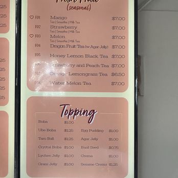 Hyson Boba Tea & Cafe - Old Menu 4/4 - Bubble Tea Near Me - Seattle, Washington