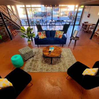Rollin' Bean Coffee - Downstairs, main floor, with variety of seating & child highchairs. - Ice Cream & Frozen Yogurt Near Me - Caddo Mills, Texas