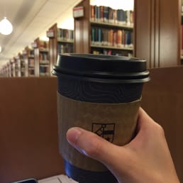 Coffee + chargers at every table + silent library = super focused studying Coffee + chargers at every table + silent library = super focused studying