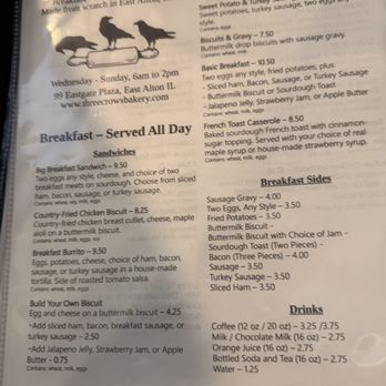 Three Crows Bakery - Breakfast Menu - Breakfast & Brunch Near Me - East Alton, Illinois Three Crows Bakery - Breakfast Menu - Breakfast & Brunch Near Me - East Alton, Illinois