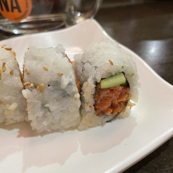 Spicy Tuna - Gummy mushy rice on spicy tuna roll. - Sushi Bars Near Me - Henderson, Nevada Spicy Tuna - Gummy mushy rice on spicy tuna roll. - Sushi Bars Near Me - Henderson, Nevada