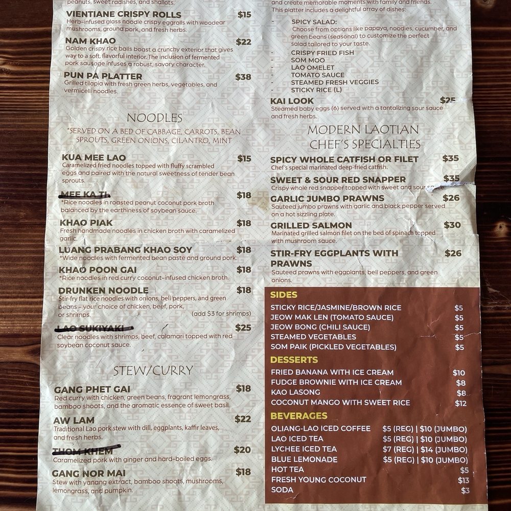 Lao Garden - Menu (2/2) as of 3/14/25 - Laotian Near Me - Berkeley, California