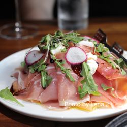 Nando Milano Trattoria - Prosciutto e Melone ($22) thinly-sliced Prosciutto di Parma and cantaloupe, frisee, stracciatella cheese, fig jam