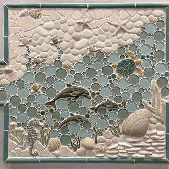 Wet Dog Tile - Custom Shower Wall Ocean Mosaic Tile Mural With Coordinating Border - Flooring Near Me - Alstead, New Hampshire Wet Dog Tile - Custom Shower Wall Ocean Mosaic Tile Mural With Coordinating Border - Flooring Near Me - Alstead, New Hampshire