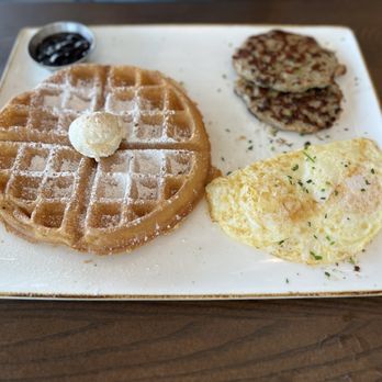 First Watch - Trifecta with waffle and sausage patties - Breakfast & Brunch Near Me - Ponte Vedra, Florida