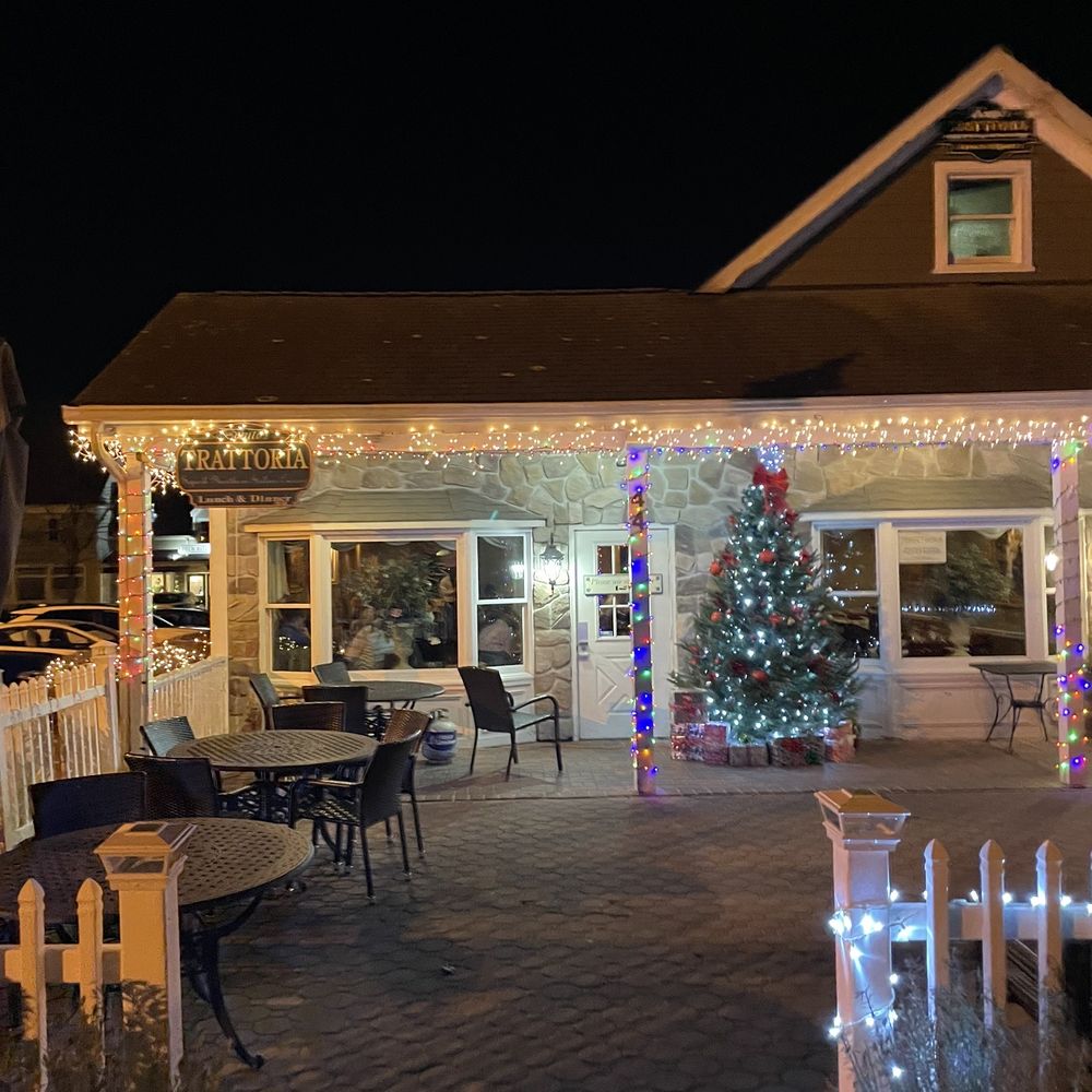 a patio decorated for christmas