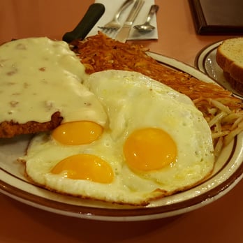 Coral Cafe - Chicken Fried Steak, 3 Eggs (Sunny) and Hash. - American Near Me - Burbank, California