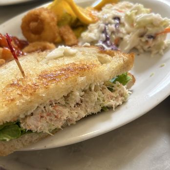 Fenton's Creamery - Crab salad sandwich with onion rings and cole slaw - Ice Cream & Frozen Yogurt Near Me - Vacaville, California