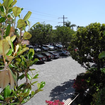 Candy Cane Inn - view of parking lot from second story balcony - Hotels Near Me - Anaheim, California