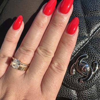 Kims Nails - One layer of dip to strengthen nails and the color red Ferrari in gel. - Nail Salons Near Me - Alameda, California