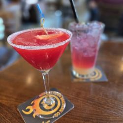 Blazing Onion Burger Company - Raspberry Lemon drop! And Blueberry Lime Lemon mocktail in the back. Both were not too sweet at all and quite refreshing!