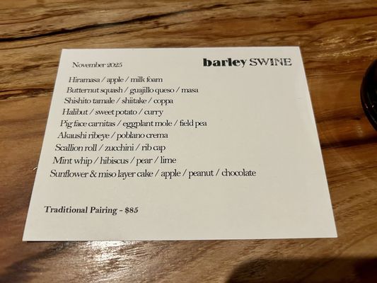 Menu photo 8 Barley Swine Austin, TX