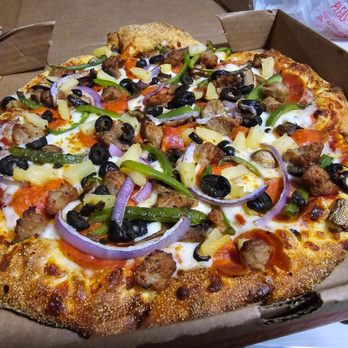 Big Slice Pizza - 12" Supreme Pizza with added pineapple - Pizza Near Me - Fullerton, California Big Slice Pizza - 12" Supreme Pizza with added pineapple - Pizza Near Me - Fullerton, California