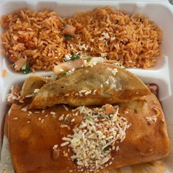 Taco Fiesta - #11. Mixed Burrito with Enchilada Sauce, Beef Taco and Rice - Mexican Near Me - San Diego, California Taco Fiesta - #11. Mixed Burrito with Enchilada Sauce, Beef Taco and Rice - Mexican Near Me - San Diego, California