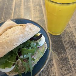 Sandwich with orange juice