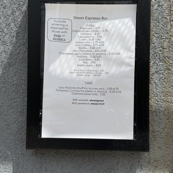 Steam Espresso Bar - Menu - Coffee & Tea Near Me - Denver, Colorado