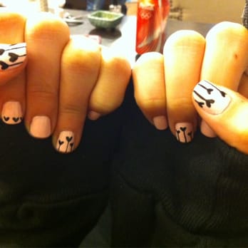 Sugar Nails - Subtle pink and black hearts - Nail Salons Near Me - Los Angeles, California Sugar Nails - Subtle pink and black hearts - Nail Salons Near Me - Los Angeles, California