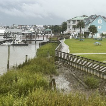 Pressley's At the Marina - On the deck of the restaurant. - Seafood Near Me - Edisto Island, South Carolina