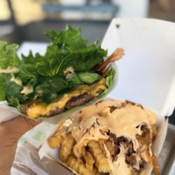 ShackBurger lettuce wrap & west coast loaded fries