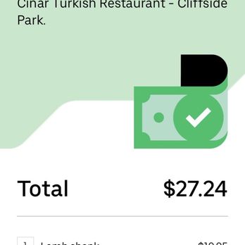 Cinar Turkish Restaurant 1 - Uber Eats Receipt 1 - Turkish Near Me - Cliffside Park, New Jersey Cinar Turkish Restaurant 1 - Uber Eats Receipt 1 - Turkish Near Me - Cliffside Park, New Jersey
