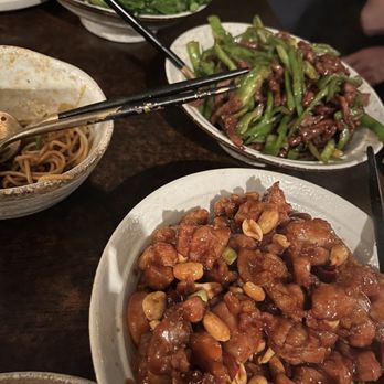 CHILI - Sauteed Chinese Broccoli, Shredded Beef with Green Chili, Dan Dan Noodles, and Kung Pao Chicken - all very good and would order again - Szechuan Near Me - New York, New York
