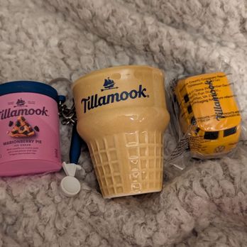 Tillamook Creamery - L-R: MarionBerry Scoop Keychain, $14.99. Ice Cream Cone Shot Glass, $7.99. Yellow Bus, $6.99 - Cheese Shops Near Me - Tillamook, Oregon Tillamook Creamery - L-R: MarionBerry Scoop Keychain, $14.99. Ice Cream Cone Shot Glass, $7.99. Yellow Bus, $6.99 - Cheese Shops Near Me - Tillamook, Oregon