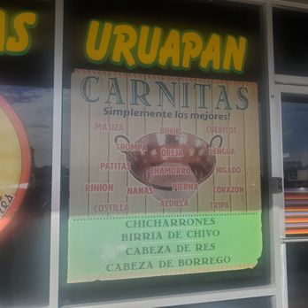 Carnitas Uruapan - Outside window signs - Mexican Near Me - Victorville, California