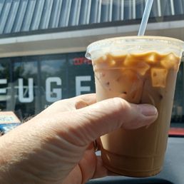 Grabbed a delicious mocha iced coffee. Grabbed a delicious mocha iced coffee.