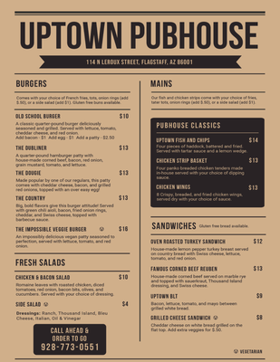 Menu photo 5 Uptown Pubhouse Flagstaff, AZ