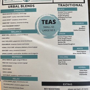 Urbal Tea Cafe - Menu - Coffee & Tea Near Me - Milwaukee, Wisconsin