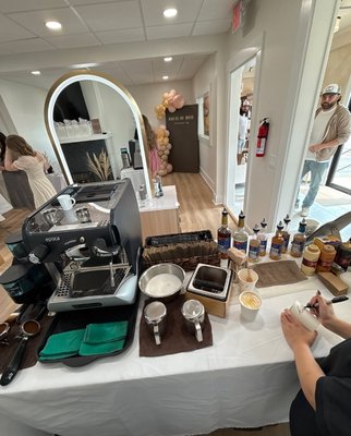 Fully Stocked Mobile Coffee & Espresso Bar - Book now by calling or emailing in for an inquiry for your next event