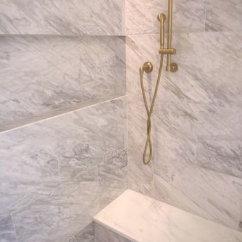 Custom Tile of Austin - tile shower install with niche and shower seat + linear drain - Flooring Near Me - Austin, Texas Custom Tile of Austin - tile shower install with niche and shower seat + linear drain - Flooring Near Me - Austin, Texas