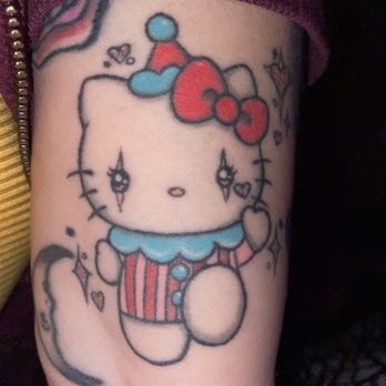 Tinadoestats - Original clown hello kitty from her flash - Tattoo Near Me - Killeen, Texas