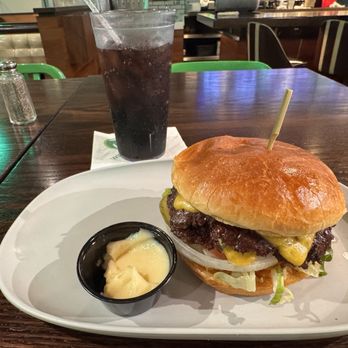 Wahlburgers - OUR BURGER SMASH with a side of mayo - Burgers Near Me - Bloomington, Minnesota Wahlburgers - OUR BURGER SMASH with a side of mayo - Burgers Near Me - Bloomington, Minnesota