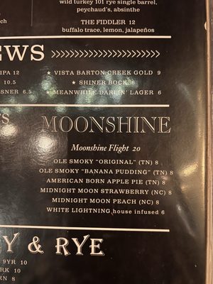 Menu photo 6 Moonshine Grill Austin, TX