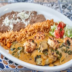 Sol Azteca Mexican Kitchen - Creamy Mushroom Seafood Plate.