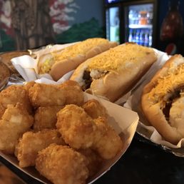 3 Village Coneys w cheese, tater spud tots and 2 free oatmeal pies all for $9.70 3 Village Coneys w cheese, tater spud tots and 2 free oatmeal pies all for $9.70